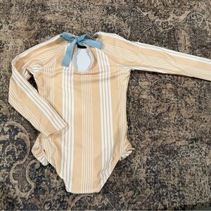 Striped Beige and Blue Kids One Piece